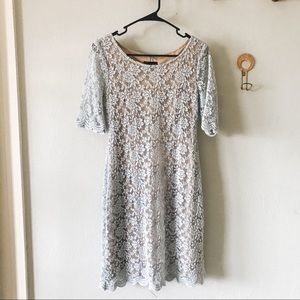 Blue lace shift dress